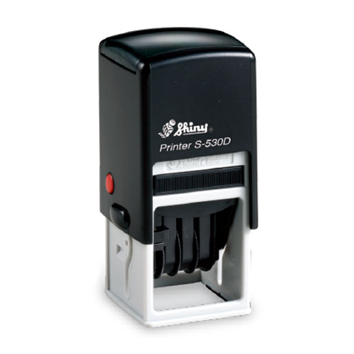 Carimbo Datador Automático Shiny Printer S530d Preto Placa Texto Quadrada 32x32mm