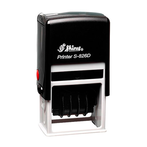 Carimbo Datador Automático Shiny Printer S826d Preto Placa Texto Retangular 24x41mm