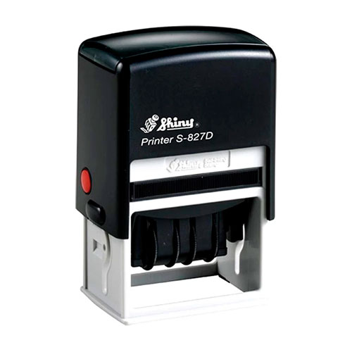 Carimbo Datador Automático Shiny Printer S827d Preto Placa Texto Retangular 30x50mm