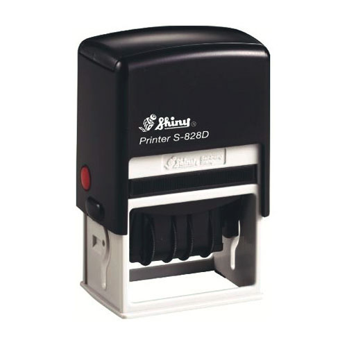 Carimbo Datador Automático Shiny Printer S828d Preto Placa Texto Retangular 33x56mm