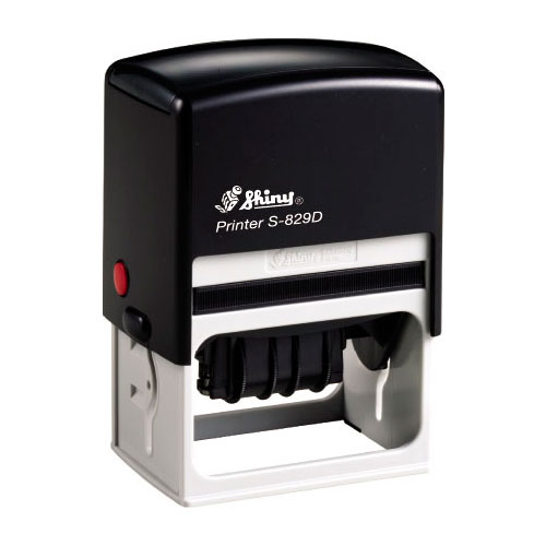 Carimbo Datador Automático Shiny Printer S829d Preto Placa Texto Retangular 40x64mm