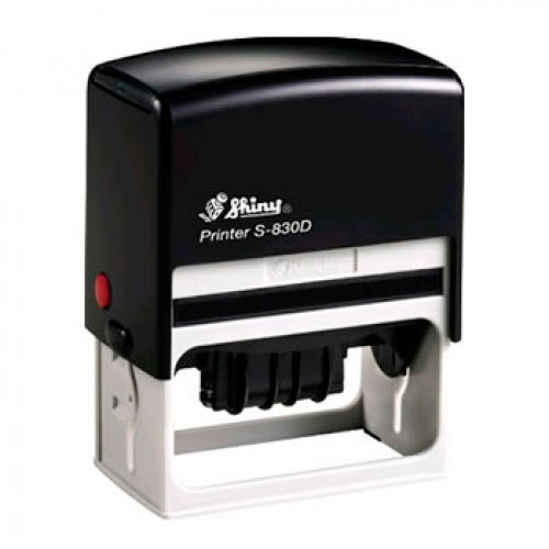 Carimbo Datador Automático Shiny Printer S830d Preto Placa Texto Retangular 38x75mm