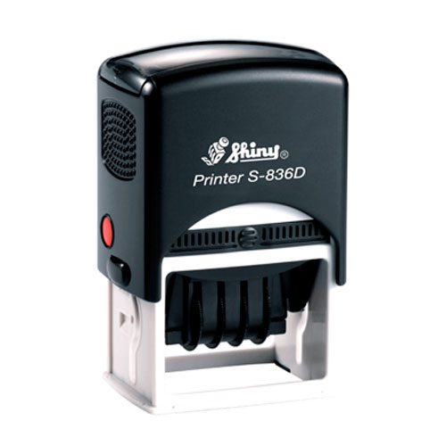 Carimbo Datador Automático Shiny Printer S836d Preto Placa Texto Retangular 30x45mm