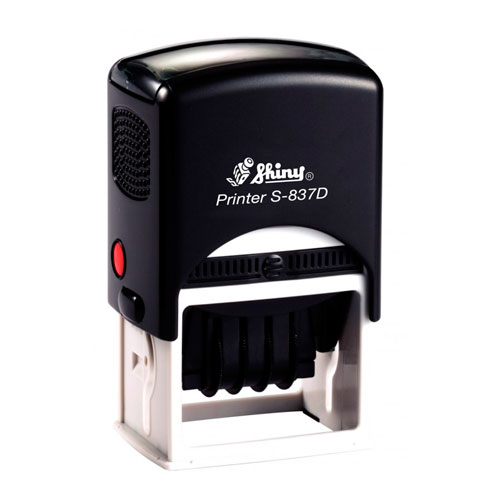 Carimbo Datador Automático Shiny Printer S837d Preto Placa Texto Retangular 40x50mm