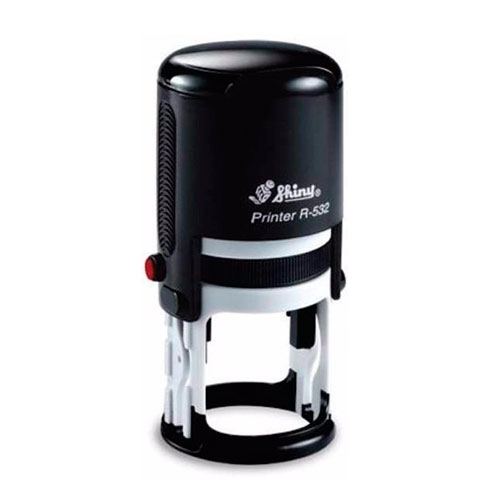 Carimbo Datador Automático Shiny Printer R532d Preto Placa Texto Redonda 32x32mm
