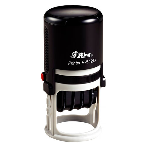 Carimbo Datador Automático Shiny Printer R542d Preto Placa Texto Redonda 42mm