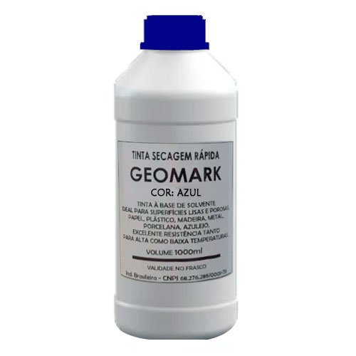 Tinta Secagem Rápida Geomark Azul para Carimbar Plástico Frasco 1 Litro