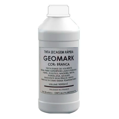 Tinta Secagem Rápida Geomark Branca para Carimbar Plástico Frasco 1 Litro