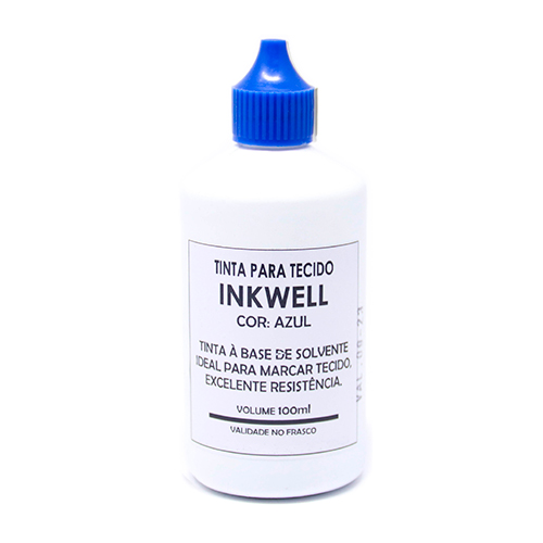 Tinta Inkwell Azul para Carimbar Tecido Frasco 100ml