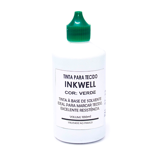 Tinta Inkwell Verde para Carimbar Tecido Frasco 100ml
