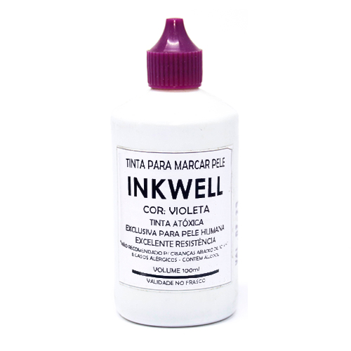Tinta Atoxica Inkwell Violeta para Marcar Pele Humana Frasco 100ml