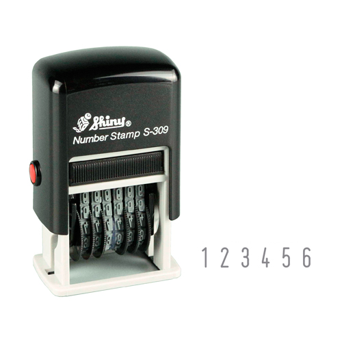 Carimbo Numerador Shiny Linha Mini S309 Preto 6 Digitos 3mm