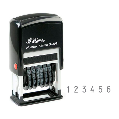 Carimbo Numerador Shiny Printer S409 Preto 6 Digitos 4mm