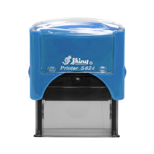 Carimbo Automatico Shiny Personal Printer Sn824 Azul Claro Placa Texto Retangular 22x58mm