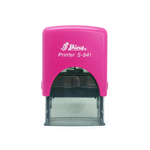 Carimbo Automatico Shiny S841np Rosa Fucsia Placa Texto Retangular 10x26mm
