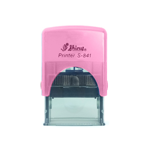 Carimbo Automatico Shiny S841np Rosa Bebê Translúcido Placa Texto Retangular 10x26mm