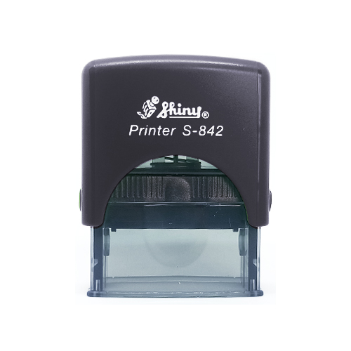 Carimbo Automatico Shiny S842np Preto Placa Texto Retangular 14x38mm