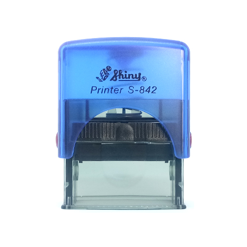 Carimbo Automatico Shiny S842np Aquamarine Placa Texto Retangular 14x38mm