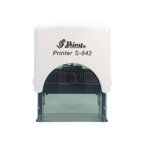 Carimbo Automatico Shiny S842np Branco Placa Texto Retangular 14x38mm