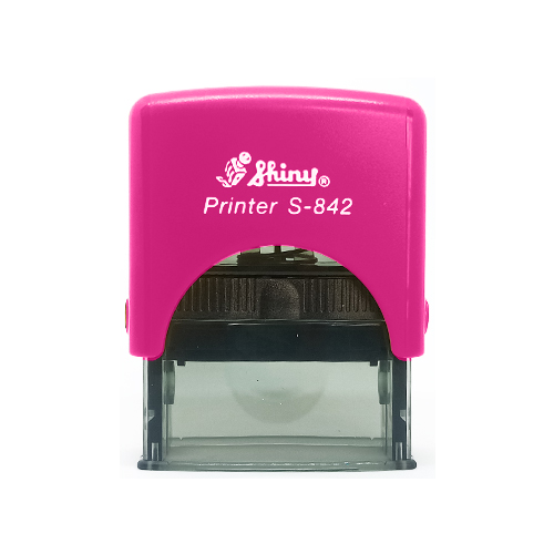 Carimbo Automatico Shiny S842np Rosa Fucsia Placa Texto Retangular 14x38mm