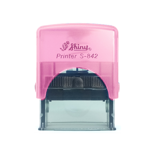 Carimbo Automatico Shiny S842np Rosa Bebeê Translúcido Placa Texto Retangular 14x38mm