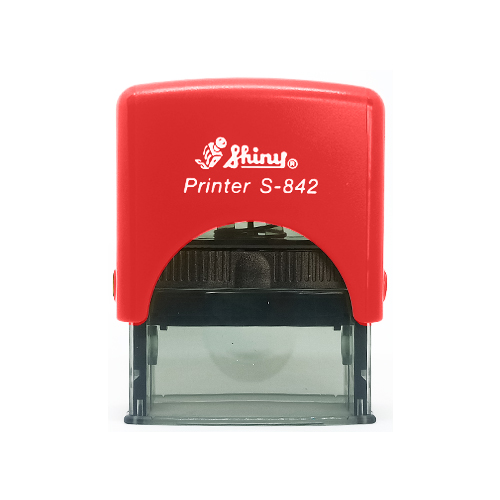 Carimbo Automatico Shiny S842np Vermelho Placa Texto Retangular 14x38mm