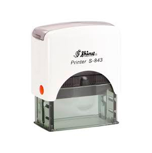 Carimbo Automatico Shiny S843np Branco Placa Texto Retangular 18x47mm