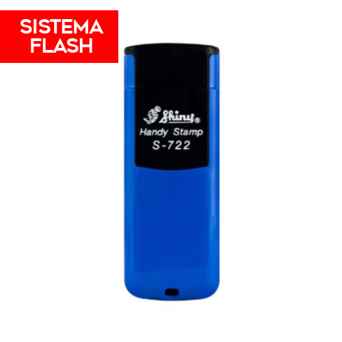 Carimbo de Bolso Shiny Handy Stamp Sistema Flash Sp722 Azul Placa Texto Retangular 14x38mm
