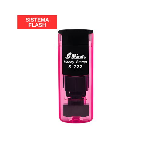 Carimbo de Bolso Shiny Handy Stamp Sistema Flash Sp722 Rosa Bebê Translúcido Placa Texto Retangular 14x38mm