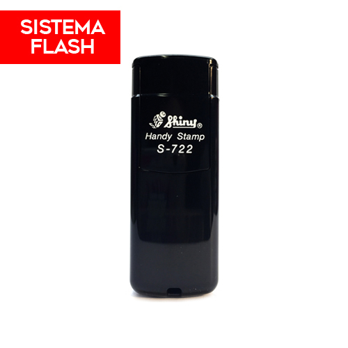 Carimbo de Bolso Shiny Handy Stamp Sistema Flash Sp722 Preto Placa Texto Retangular 14x38mm