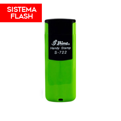 Carimbo de Bolso Shiny Handy Stamp Sistema Flash Sp722 Verde Placa Texto Retangular 14x38mm