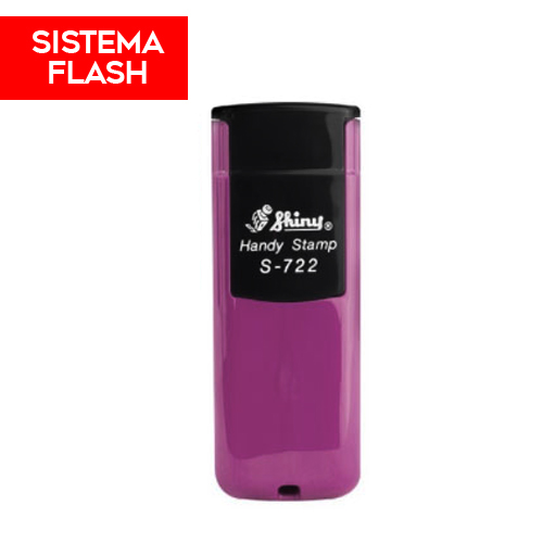 Carimbo de Bolso Shiny Handy Stamp Sistema Flash Sp722 Violeta Placa Texto Retangular 14x38mm