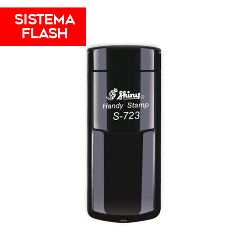 Carimbo de Bolso Shiny Handy Stamp Sistema Flash Sp723 Preto Placa Texto Retangular 18x47mm