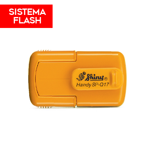 Carimbo de Bolso Shiny Handy Stamp Sistema Flash Spq17 Amarelo Placa Texto Quadrada 17x17mm