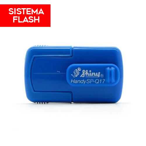 Carimbo de Bolso Shiny Handy Stamp Sistema Flash Spq17 Azul Escuro Placa Texto Quadrada 17x17mm