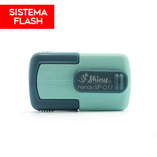 Carimbo de Bolso Shiny Handy Stamp Sistema Flash Spq17 Azulado Placa Texto Quadrada 17x17mm