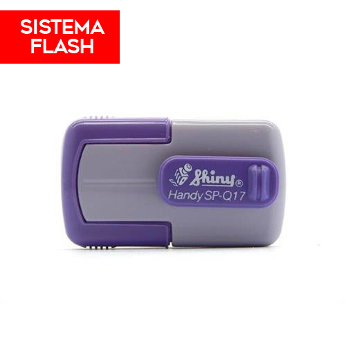 Carimbo de Bolso Shiny Handy Stamp Sistema Flash Spq17 Violeta Placa Texto Quadrada 17x17mm