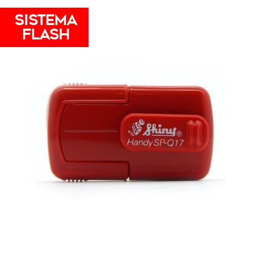 Carimbo de Bolso Shiny Handy Stamp Sistema Flash Spq17 Vermelho Placa Texto Quadrada 17x17mm