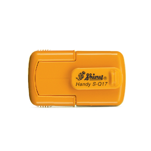 Carimbo de Bolso Shiny Handy Stamp Sq17 Amarelo Placa Texto Quadrada 17x17mm