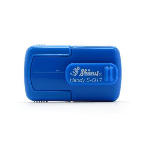 Carimbo de Bolso Shiny Handy Stamp Sq17 Azul Placa Texto Quadrada 17x17mm