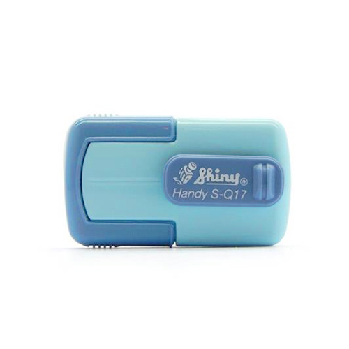 Carimbo de Bolso Shiny Handy Stamp Sq17 Azul Claro Placa Texto Quadrada 17x17mm