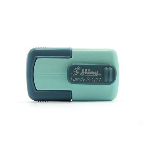 Carimbo de Bolso Shiny Handy Stamp Sq17 Mar Verde Azulado Placa Texto Quadrada 17x17mm