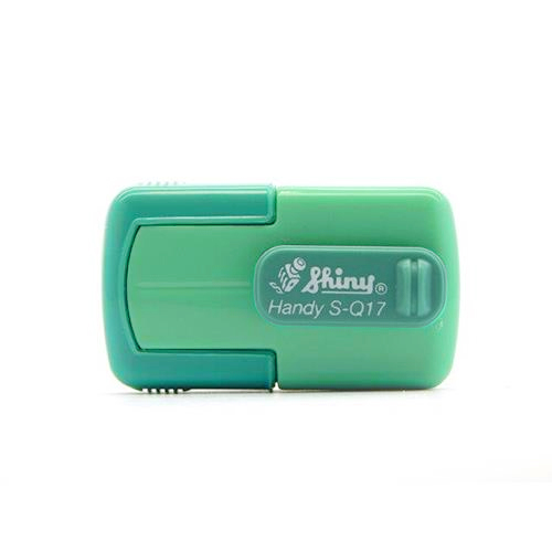 Carimbo de Bolso Shiny Handy Stamp Sq17 Verde Placa Texto Quadrada 17x17mm