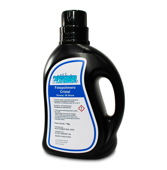 Polimero Fotossensível Polyfaber Cristal para Producão de Carimbos Frasco 1 Kg