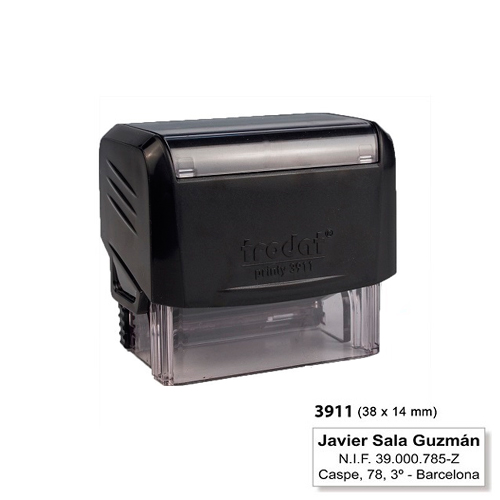 Carimbo Automatico Trodat Printy 3911 Preto Placa Texto Retangular 14x38mm