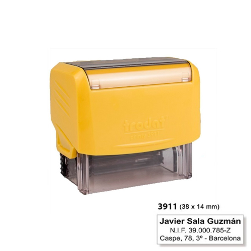 Carimbo Automatico Trodat Printy 3911 Amarelo Placa Texto Retangular 14x38mm