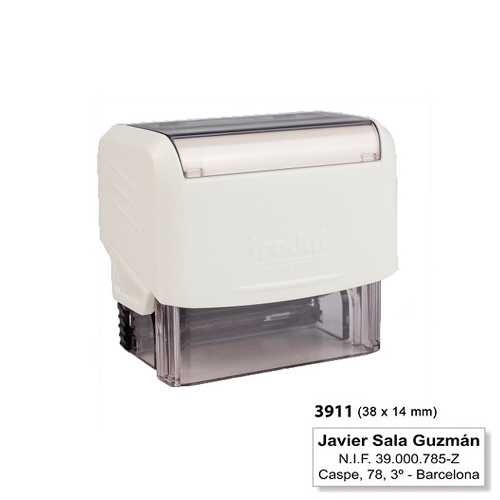 Carimbo Automatico Trodat Printy 3911 Branco Placa Texto Retangular 14x38mm