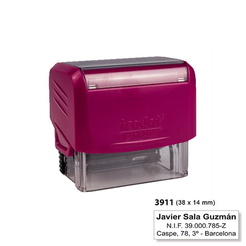 Carimbo Automatico Trodat Printy 3911 Violeta Placa Texto Retangular 14x38mm
