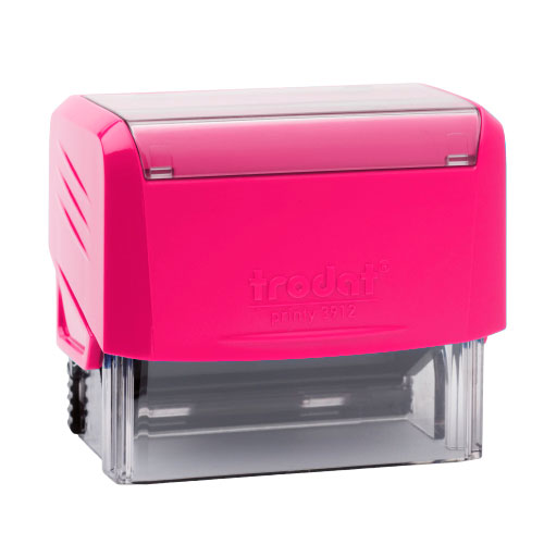 Carimbo Automatico Trodat Printy 3912 Pink Neon Placa Texto Retangular 18x47mm