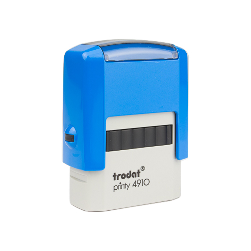 Carimbo Automatico Trodat Printy 4910 Azul Placa Texto Retangular 10x26mm